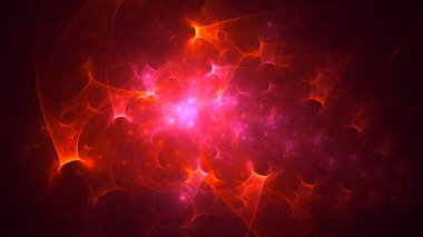 Soyut kırmızı fraktal ışık arkaplanı 3 boyutlu oluşturuluyor