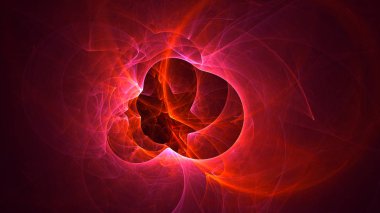 Soyut kırmızı fraktal ışık arkaplanı 3 boyutlu oluşturuluyor