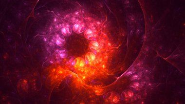 Soyut kırmızı fraktal ışık arkaplanı 3 boyutlu oluşturuluyor