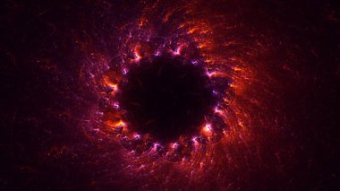 Soyut kırmızı fraktal ışık arkaplanı 3 boyutlu oluşturuluyor