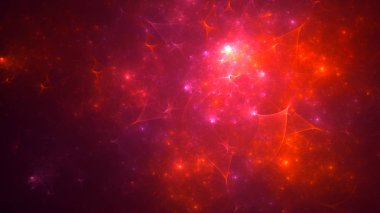 Soyut kırmızı fraktal ışık arkaplanı 3 boyutlu oluşturuluyor