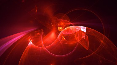 Soyut kırmızı fraktal ışık arkaplanı 3 boyutlu oluşturuluyor