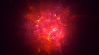 Soyut kırmızı fraktal ışık arkaplanı 3 boyutlu oluşturuluyor