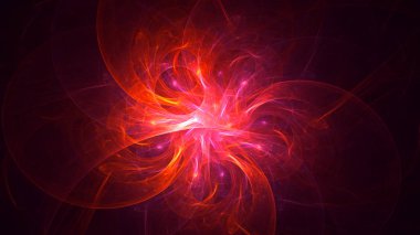 Soyut kırmızı fraktal ışık arkaplanı 3 boyutlu oluşturuluyor