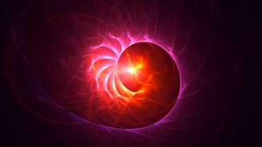 Soyut kırmızı fraktal ışık arkaplanı 3 boyutlu oluşturuluyor