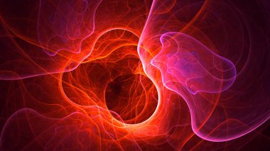 Soyut kırmızı fraktal ışık arkaplanı 3 boyutlu oluşturuluyor