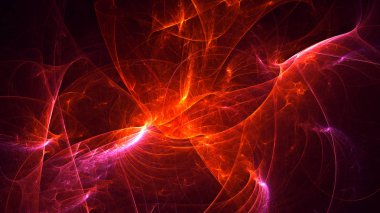 Soyut kırmızı fraktal ışık arkaplanı 3 boyutlu oluşturuluyor