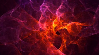 Soyut kırmızı fraktal ışık arkaplanı 3 boyutlu oluşturuluyor