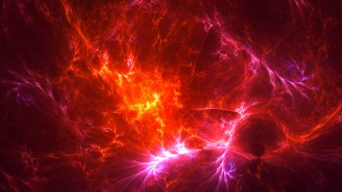 Soyut kırmızı fraktal ışık arkaplanı 3 boyutlu oluşturuluyor