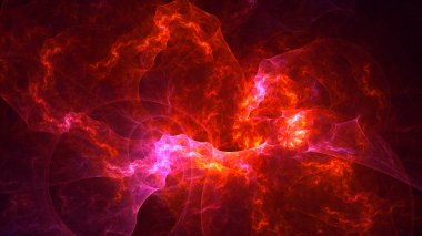 Soyut kırmızı fraktal ışık arkaplanı 3 boyutlu oluşturuluyor