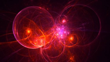 Soyut kırmızı fraktal ışık arkaplanı 3 boyutlu oluşturuluyor