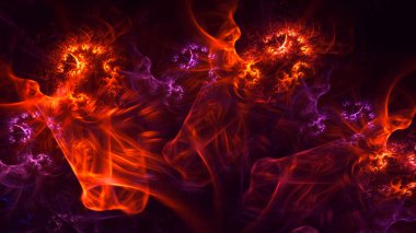 Soyut kırmızı fraktal ışık arkaplanı 3 boyutlu oluşturuluyor