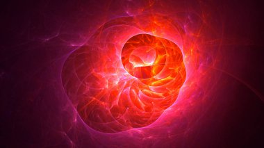 Soyut kırmızı fraktal ışık arkaplanı 3 boyutlu oluşturuluyor