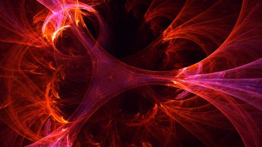 Soyut kırmızı fraktal ışık arkaplanı 3 boyutlu oluşturuluyor