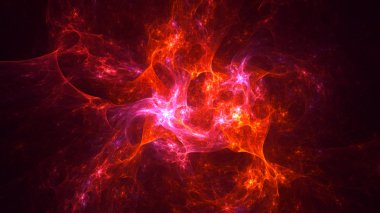 Soyut kırmızı fraktal ışık arkaplanı 3 boyutlu oluşturuluyor