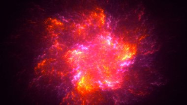 Soyut kırmızı fraktal ışık arkaplanı 3 boyutlu oluşturuluyor