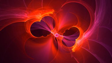 Soyut kırmızı fraktal ışık arkaplanı 3 boyutlu oluşturuluyor