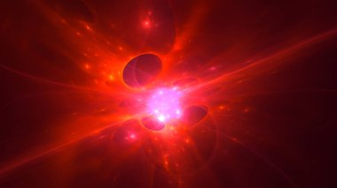 Soyut kırmızı fraktal ışık arkaplanı 3 boyutlu oluşturuluyor