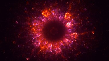 Soyut kırmızı fraktal ışık arkaplanı 3 boyutlu oluşturuluyor