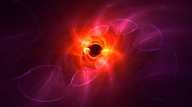 Soyut kırmızı fraktal ışık arkaplanı 3 boyutlu oluşturuluyor