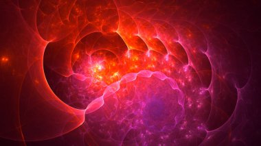 Soyut kırmızı fraktal ışık arkaplanı 3 boyutlu oluşturuluyor