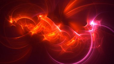 Soyut kırmızı fraktal ışık arkaplanı 3 boyutlu oluşturuluyor