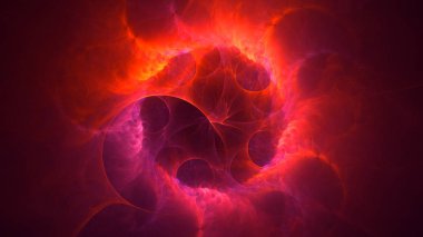 Soyut kırmızı fraktal ışık arkaplanı 3 boyutlu oluşturuluyor