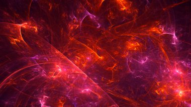 Soyut kırmızı fraktal ışık arkaplanı 3 boyutlu oluşturuluyor