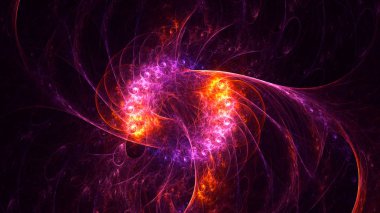 Soyut kırmızı fraktal ışık arkaplanı 3 boyutlu oluşturuluyor