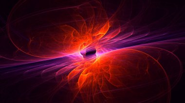 Soyut kırmızı fraktal ışık arkaplanı 3 boyutlu oluşturuluyor