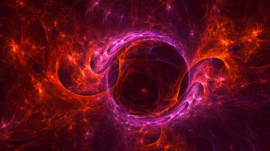 Soyut kırmızı fraktal ışık arkaplanı 3 boyutlu oluşturuluyor