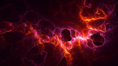 Soyut kırmızı fraktal ışık arkaplanı 3 boyutlu oluşturuluyor