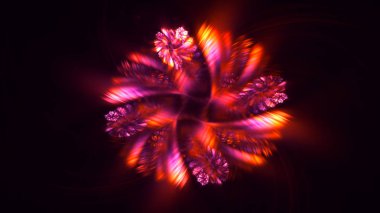 Soyut kırmızı fraktal ışık arkaplanı 3 boyutlu oluşturuluyor