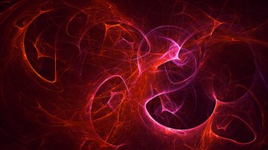 Soyut kırmızı fraktal ışık arkaplanı 3 boyutlu oluşturuluyor