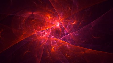 Soyut kırmızı fraktal ışık arkaplanı 3 boyutlu oluşturuluyor