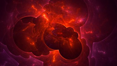 Soyut kırmızı fraktal ışık arkaplanı 3 boyutlu oluşturuluyor