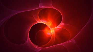 Soyut kırmızı fraktal ışık arkaplanı 3 boyutlu oluşturuluyor