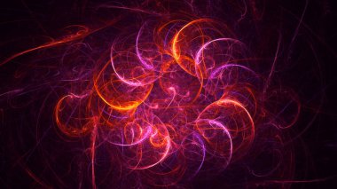 Soyut kırmızı fraktal ışık arkaplanı 3 boyutlu oluşturuluyor