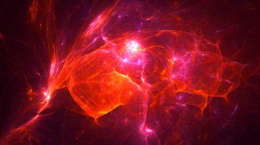 Soyut kırmızı fraktal ışık arkaplanı 3 boyutlu oluşturuluyor