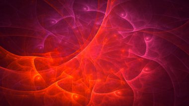 Soyut kırmızı fraktal ışık arkaplanı 3 boyutlu oluşturuluyor