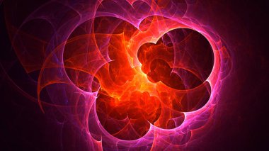 Soyut kırmızı fraktal ışık arkaplanı 3 boyutlu oluşturuluyor