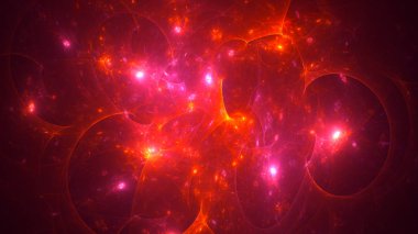 Soyut kırmızı fraktal ışık arkaplanı 3 boyutlu oluşturuluyor