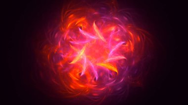 Soyut kırmızı fraktal ışık arkaplanı 3 boyutlu oluşturuluyor