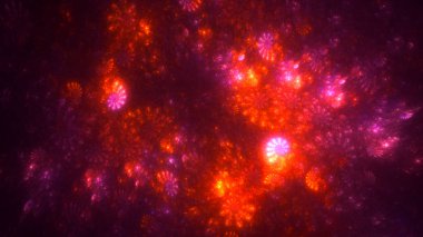 Soyut kırmızı fraktal ışık arkaplanı 3 boyutlu oluşturuluyor