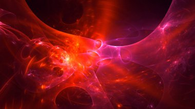 Soyut kırmızı fraktal ışık arkaplanı 3 boyutlu oluşturuluyor