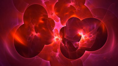 Soyut kırmızı fraktal ışık arkaplanı 3 boyutlu oluşturuluyor