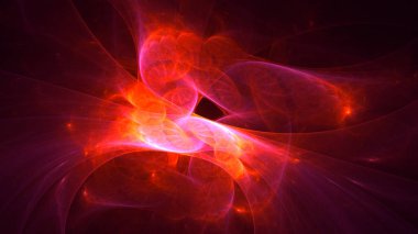 Soyut kırmızı fraktal ışık arkaplanı 3 boyutlu oluşturuluyor