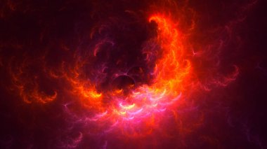 Soyut kırmızı fraktal ışık arkaplanı 3 boyutlu oluşturuluyor