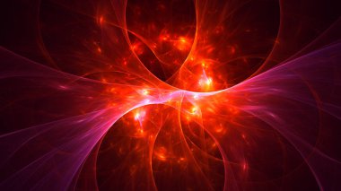 Soyut kırmızı fraktal ışık arkaplanı 3 boyutlu oluşturuluyor