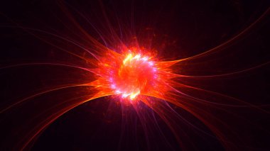 Soyut kırmızı fraktal ışık arkaplanı 3 boyutlu oluşturuluyor